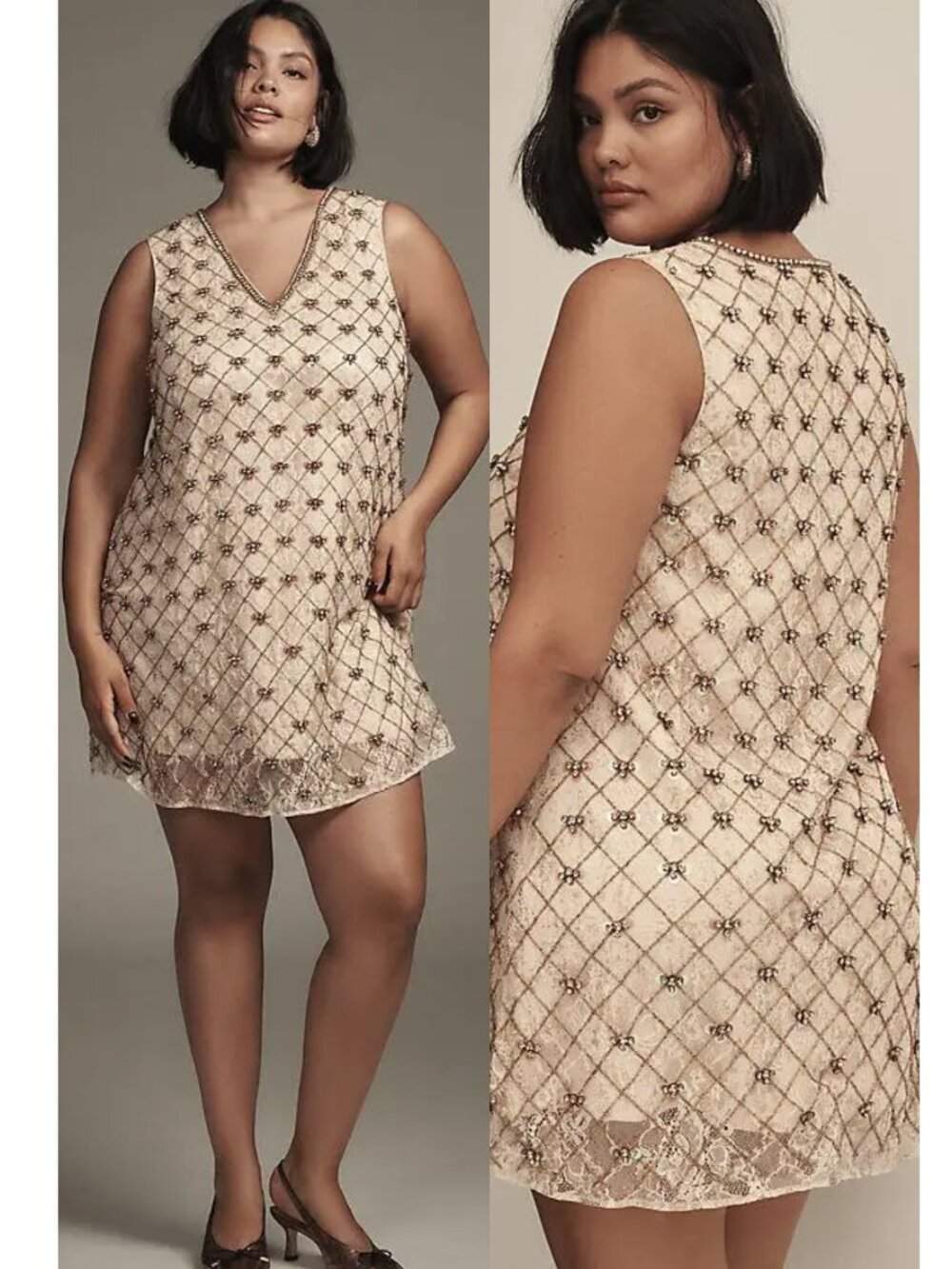 NWT Anthropologie Let Me Be Crystal-Embellished Mini Shift Dress Size 1X